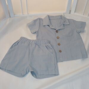Toddler Shorts Button Down Short Set 100% Cotton New 12-18 Months 2 Pockets